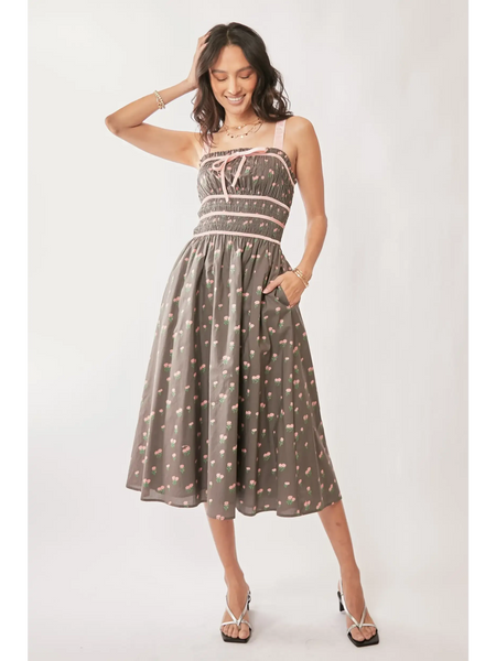 Stunning Mocha Floral Midi Dress - Beach Babes Beachwear - Fort Lauderdale