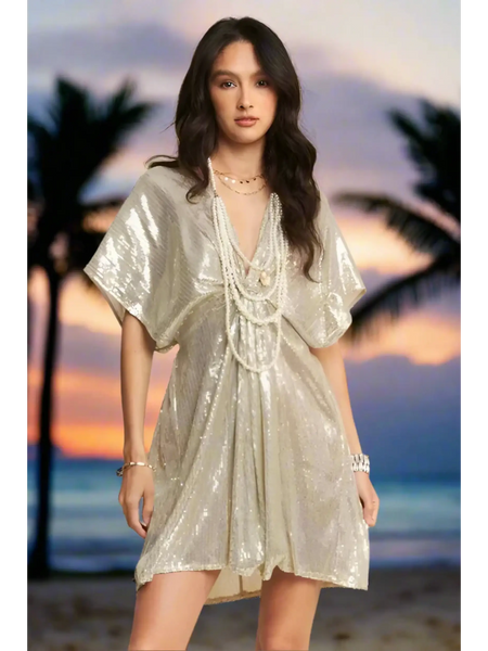 Stylish Sequin Plunge Neck Dress - Affordable Beach Fashion 2025 - Beach Babes Beachwear - Fort Lauderdale