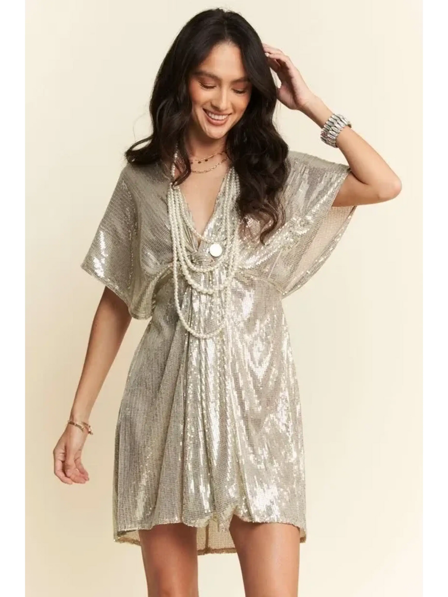 Stylish Sequin Plunge Neck Dress - Affordable Beach Fashion 2025 - Beach Babes Beachwear - Fort Lauderdale