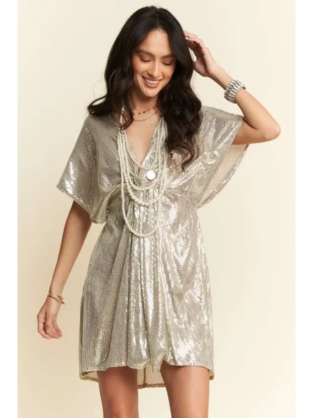 Stylish Sequin Plunge Neck Dress - Affordable Beach Fashion 2025 - Beach Babes Beachwear - Fort Lauderdale