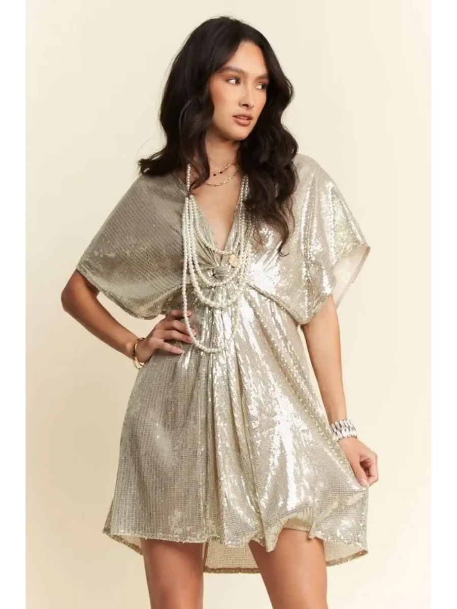 Stylish Sequin Plunge Neck Dress - Affordable Beach Fashion 2025 - Beach Babes Beachwear - Fort Lauderdale