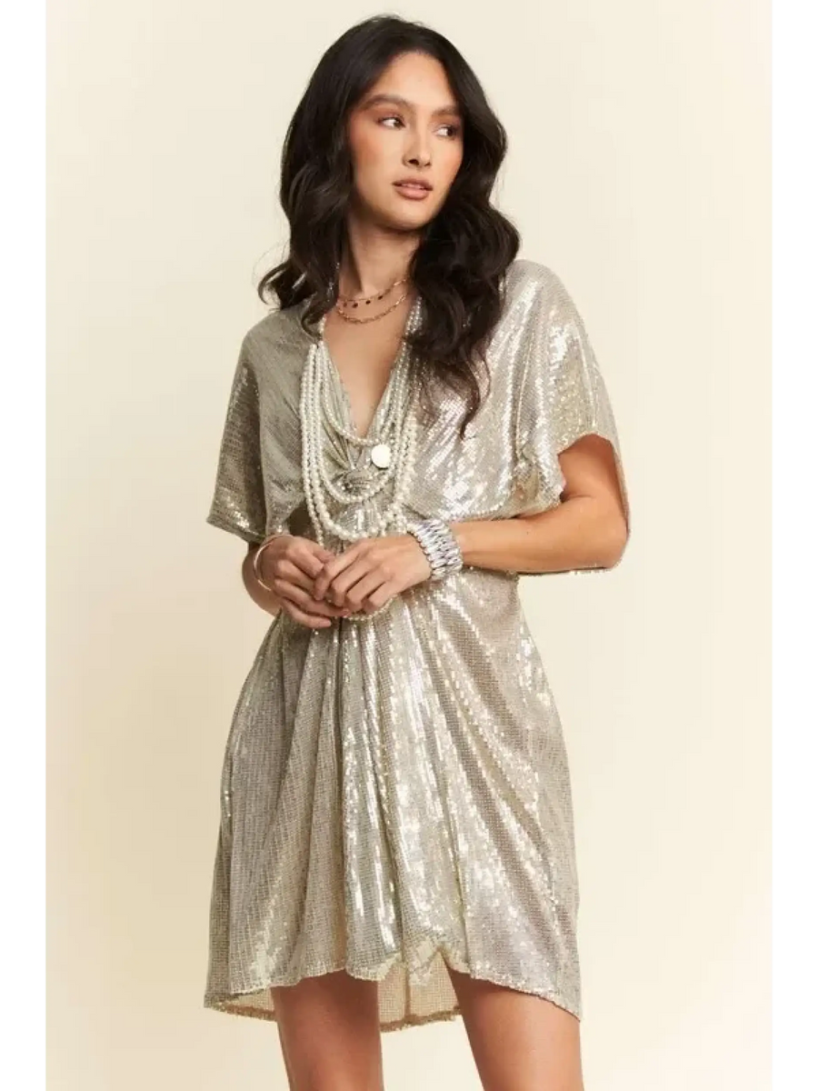 Stylish Sequin Plunge Neck Dress - Affordable Beach Fashion 2025 - Beach Babes Beachwear - Fort Lauderdale