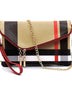 Babe Beachwaer Designer Burnbury Envelope Clutch with plaid pattern and gold chain strap