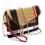 Designer Burnbury Envelope Clutch by Babe Beachwear with gold chain and striped pattern