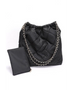 Babe Beachwaer Designer Look Nylon Shoulder Bag in black with quilted design and chain strap with matching pouch