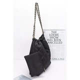 Designer Look Nylon Shoulder Bag by Babe Beachwaer in black with chain strap and quilted pattern