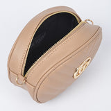 Babe Beachwear Designer Style Logo Belt Bag in beige with gold zipper and logo detail