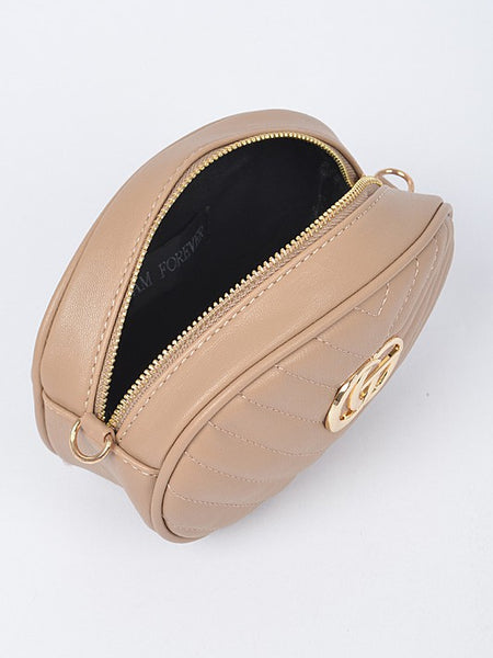 Babe Beachwear Designer Style Logo Belt Bag in beige with gold zipper and logo detail