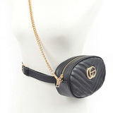 Designer Style Logo Belt Bag by Babe Beachware in black with gold chain and logo detail