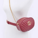 Babe Beachwear Designer Style Logo Belt Bag in red with gold chain and quilted pattern