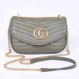 Artini Accessories designer style quilted chain bag in gray with gold hardware and adjustable strap