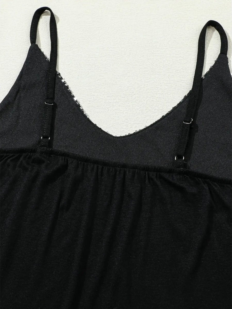 Black dressy summer cami for beachwear with adjustable straps from Trendsi
