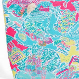 Colorful Babe Beachwear easy to pack summer beach bag with rope handles and vibrant pattern