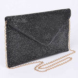 Babe Beachwear Evening Clutch Rhinestones black envelope bag with gold chain strap