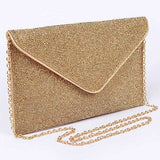 Babe Beachwaer Evening Clutch Rhinestones gold envelope style bag with chain strap