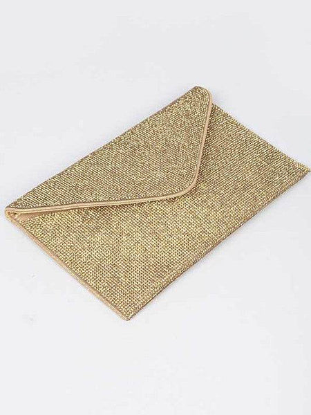 Babe Beachwaer Evening Clutch Rhinestones gold sparkly envelope style bag