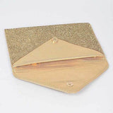Babe Beachwear Evening Clutch Rhinestones gold envelope-style bag with snap closure open view