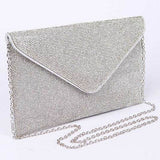Babe Beachwear Evening Clutch Rhinestones silver envelope clutch bag with chain strap