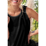 Trendsi black faux feather tank top for women featuring sleeveless design and soft fabric