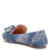 Rag Company women's denim bow loafers in blue tie-dye denim with soft sole and decorative bow