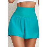 Beach Babes teal swim shorts flattering swimsuit bottoms with pockets high waist design