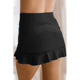 Black flattering swimsuit skirt with ruffles swim shorts by Beach Babes with a high waist design