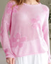 Trendsi pink crochet top floral mesh beach sweater with long sleeves and large flower patterns