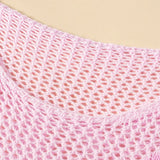 Trendsi pink crochet top featuring floral mesh beach sweater design with lightweight open knit pattern