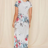 Babe Beachwear floral midi shirt dress with short sleeves and colorful flower print