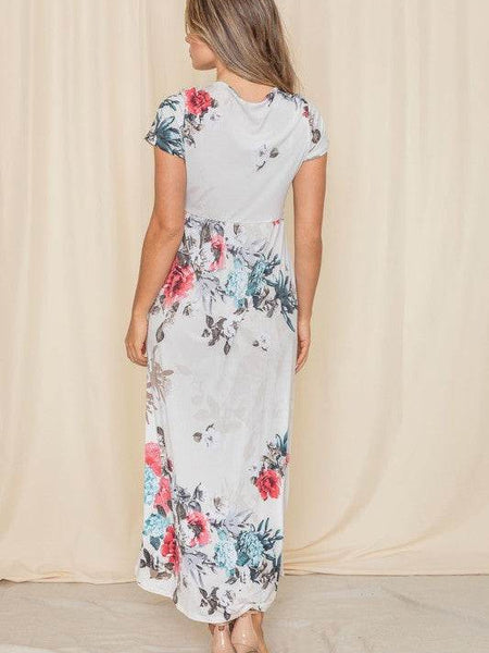 Babe Beachwear floral midi shirt dress with short sleeves and colorful flower print