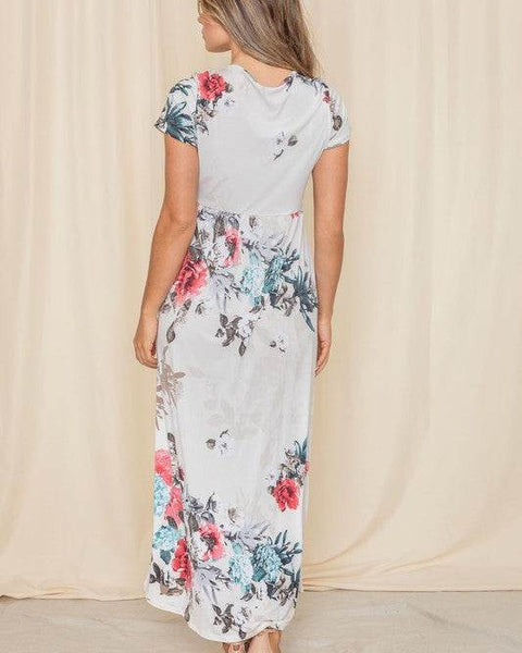 Babe Beachwear floral midi shirt dress with short sleeves and colorful flower print