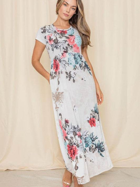Babe Beachwear floral midi shirt dress maxi dress with short sleeves and vibrant flower print