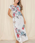 Babe Beachwear floral midi shirt dress maxi dress with short sleeves and vibrant flower print
