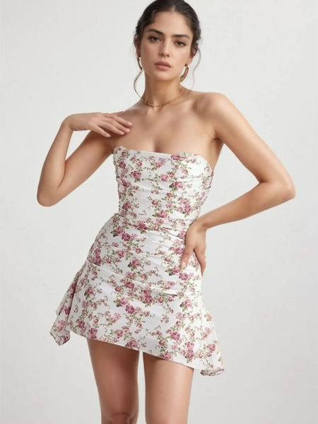 Sassy Floral Strapless Mini - Beach Babes Beachwear - Fort Lauderdale