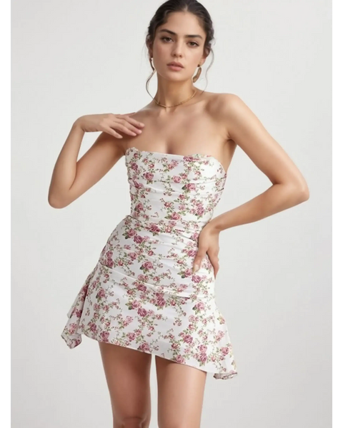 Sassy Floral Strapless Mini - Beach Babes Beachwear - Fort Lauderdale