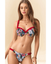 Trendsi floral underwire bikini with colorful flowers and red ruffle trim swimsuit