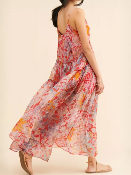 Trendsi colorful flowy maxi dress for beach with thin straps and lightweight fabric