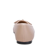 Rag Company nude and silver ballet flats shown from the back with bow detail and black sole