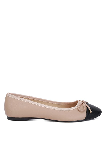 Rag Company nude and silver ballet flats with a bow detail on the toe and flat sole
