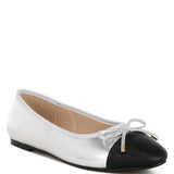 Rag Company nude and silver ballet flats with black toe and bow detail for stylish comfort