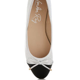 Rag Company nude and silver ballet flats with black toe and decorative bow detail