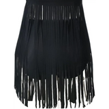 Black swimsuit bottom with long fringe overlay from Beach Babes fun fringe beach swimwear collection