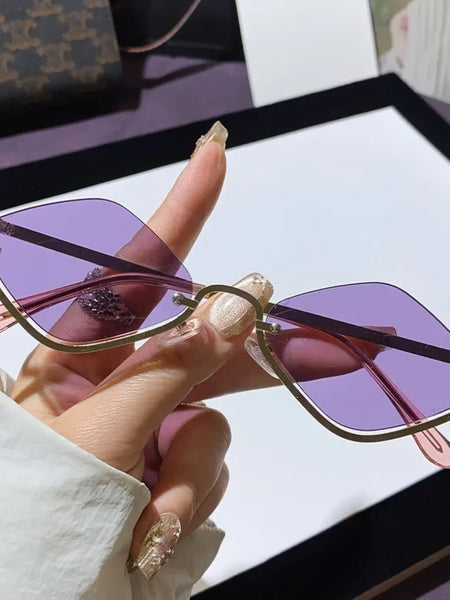 Trendsi sunglasses with purple lenses and gold frame stylish glamorous vacation sunglasses