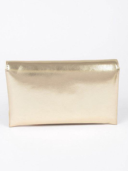 Gold envelope clutch for women by Babe Beachwear with sleek metallic finish and minimalist design