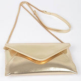Babe Beachwear gold envelope clutch for women with a chain strap and sleek metallic finish