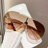 Trendsi gradient aviator sunglasses for women with gold frame and pink tinted lenses