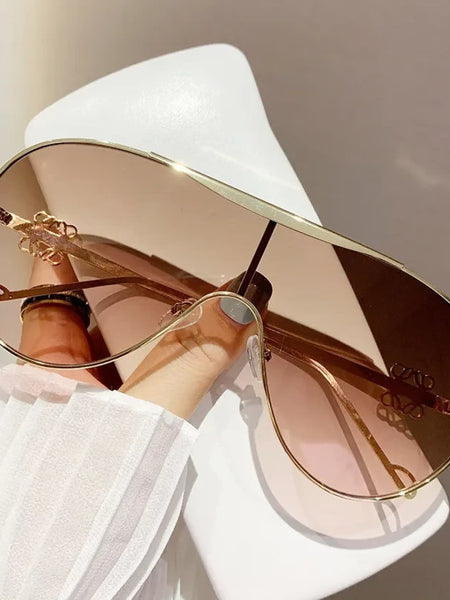 Trendsi gradient aviator sunglasses for women with gold frame and pink tinted lenses