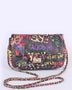 Babe Beachwear Graffiti Luxury Quilted Shoulder Bag with colorful graffiti print and chain strap