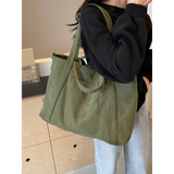 Lightweight Ladies duffle bag by Babe Beachwear in olive green corduroy fabric