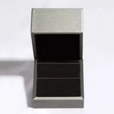 Empty silver jewelry box with black interior for Green Palm Leaves Stud Earrings by Trendsi